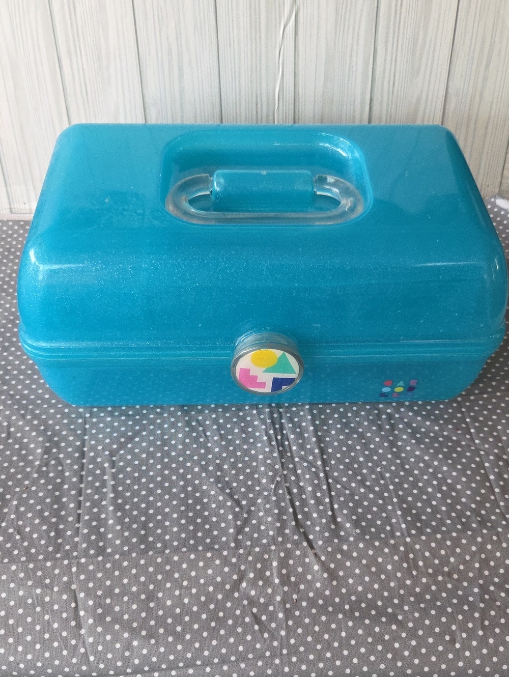 Cabboodle Teal Plastic Storage Box with Handle Cosmetic And Organizing Case